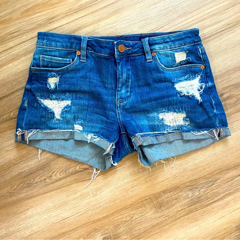 BLANKNYC The Fulton Distressed Blue Denim Shorts 27